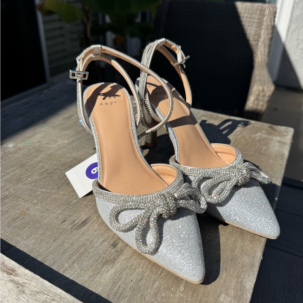 Target Silver Glitter Women's Heels with Bow